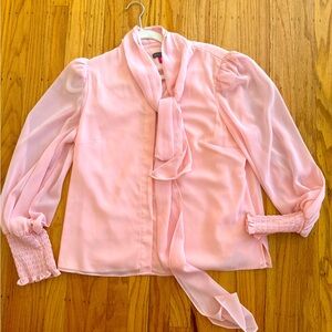 NWOT Beautiful Vince Camuto Women's Long Sleeve Tie Neck Blouse Pink Size Medium